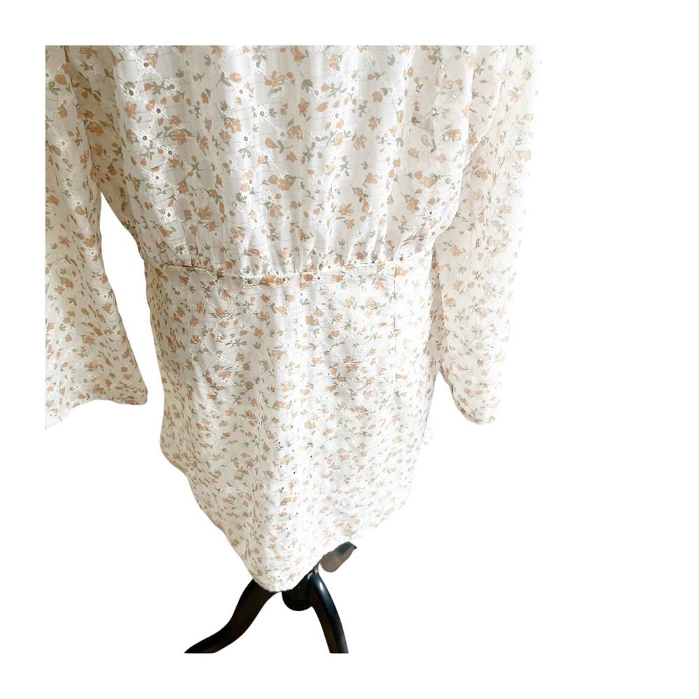 Diana Seger Handmade Eyelet Kimono Open Front Size L/XL Cottagecore Tie Front - Picture 8 of 11